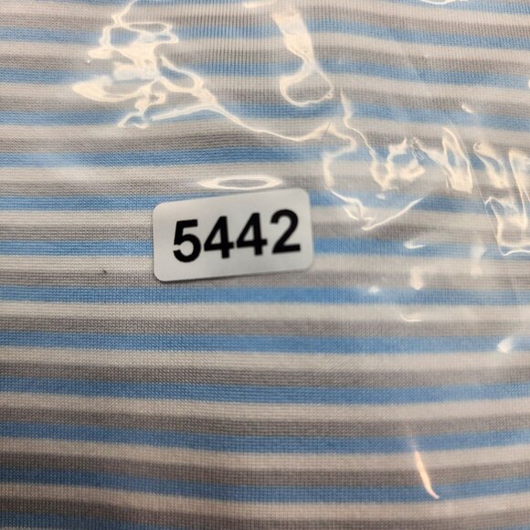 Men's Stitch Golf Striped Polo Shirt Blue Gray & White Short Sleeve Size M/L - Picture 11 of 11